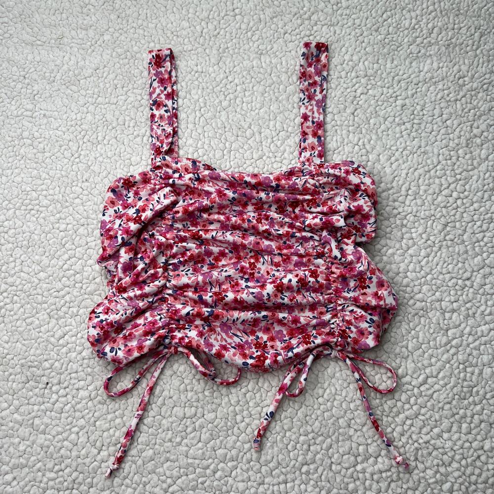 Painted Threads Pink Floral Cropped Tank Medium